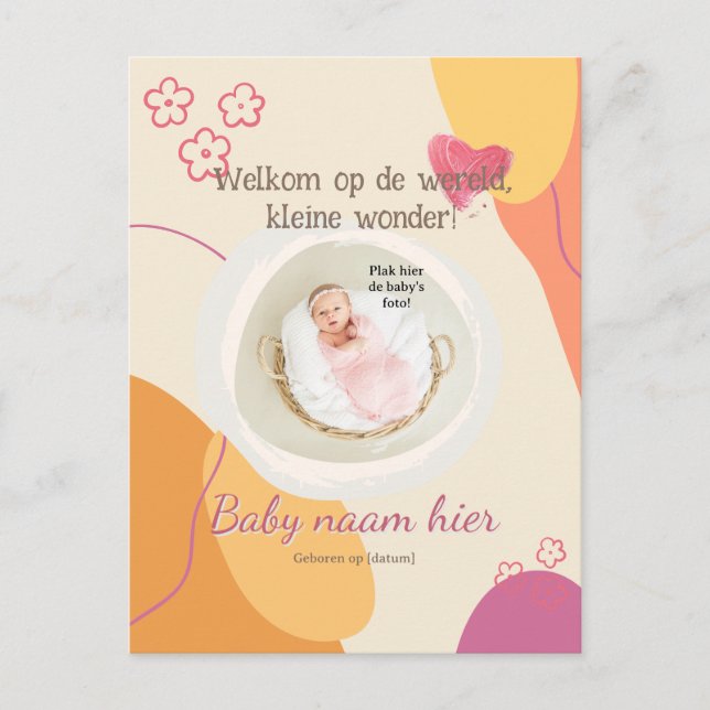 Postal De Invitación Gebortekaartje voor de kleine (Anverso)