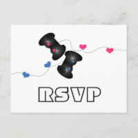 Geeky Gamers RSVP Postcard Oscuro (Azul/Rosa)