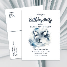 Postal De Invitación Gemini Twins Zodiac fiesta de cumpleaños temática