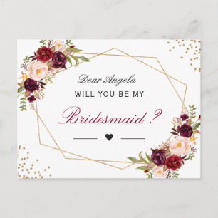Postal De Invitación Geométrica De Floral Roja Servirás De Mi Nodesempl