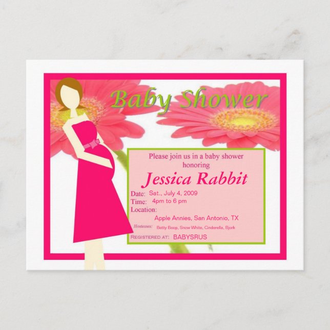 Postal De Invitación Gerbera Daisy Baby Shower Invite (Anverso)