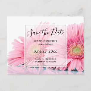 Postal De Invitación Gerbera rosa Daisies Elegante foto Guardar fecha