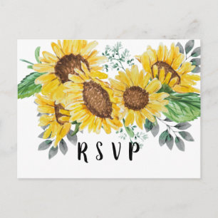 Postal De Invitación girasol, floral, postcard RSVP