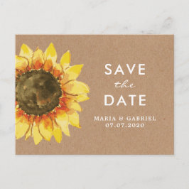 Postal De Invitación Girasol rústico. Boda de campo. Guárdame la fecha