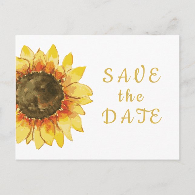 Postal De Invitación Girasol rústico. Boda de campo Guardar la fecha (Anverso)