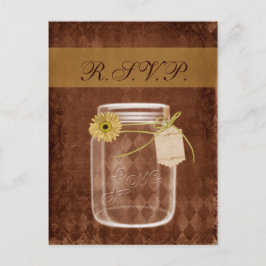 Postal De Invitación girasol rústico masón jar boda rsvp