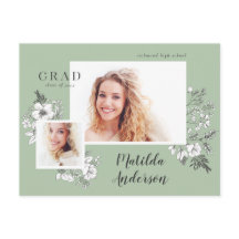 Girly multifoto floral elegante fiesta de graduaci