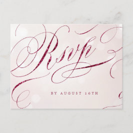 Postal De Invitación Glam burgundy caligrafía boda vintage RSVP