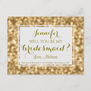 Postal De Invitación Glam Gold   ¿Serás Mi Novia?