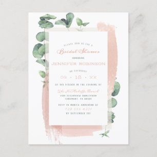 Postal De Invitación Glam Green Pintado Sprigs Botánica Bridal Shower