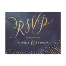 Glam night faux gold calligraphy purpurina RSVP