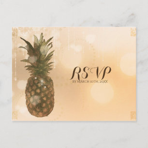 Postal De Invitación Glam Piña Dorada Elegante RSVP de Boda