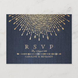 Postal De Invitación Glam purpurina dorado navy deco vintage boda RSVP