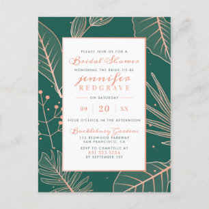 Postal De Invitación Glam Sage Green Gold Sprigs Elegante Ducha Bridal
