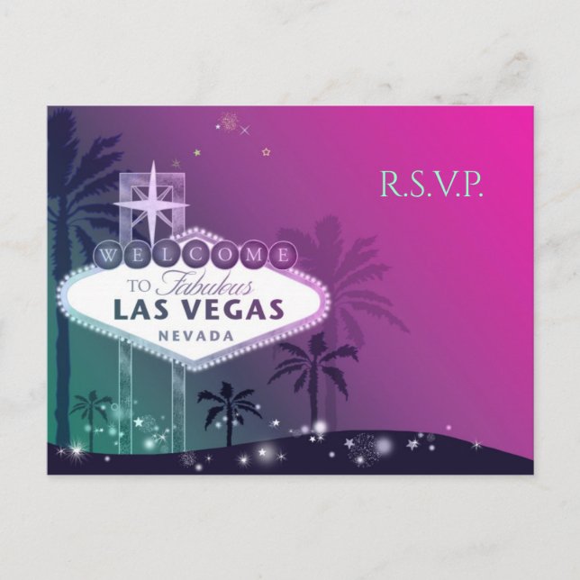 Postal De Invitación Glamorosa boda rosada en Las Vegas RSVP (Anverso)