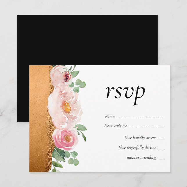 Postal De Invitación Glamour Girly Boda Rosa de presupuesto de LeahG (Anverso / Reverso)