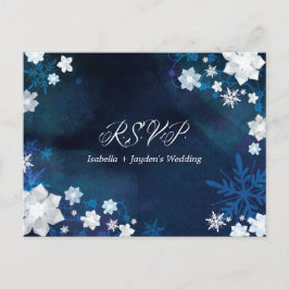 Postal De Invitación Glitzy Floral Winter Wonderland Wedding RSVP