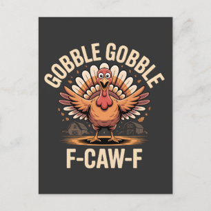 Postal De Invitación Gobble Gobble F-Caw-F Pavo Divertido Día de Acción