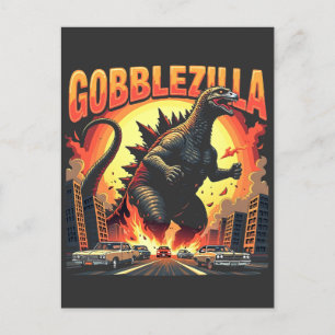 Postal De Invitación Gobblezilla Espeluznante Pavo Día de Acción de Gra