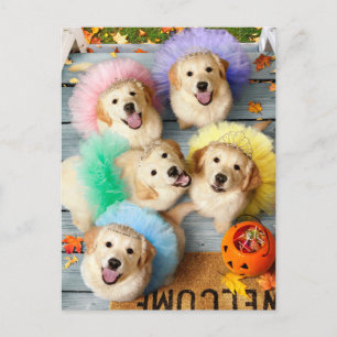 Postal De Invitación Golden Puppies Truco o Trato