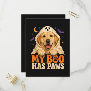 Postal De Invitación Golden Retriever Halloween Patas Espeluznantes
