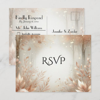 Postal De Invitación Golden Rosewood Enchanted Forest Wedding RSVP