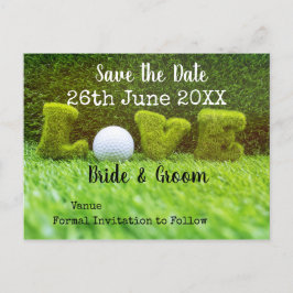 Postal De Invitación Golf Ahorra la fecha para boda con bola de golf