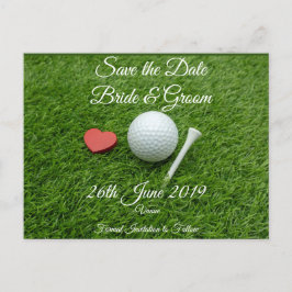 Postal De Invitación Golf Ahorra la fecha para boda con bola de golf