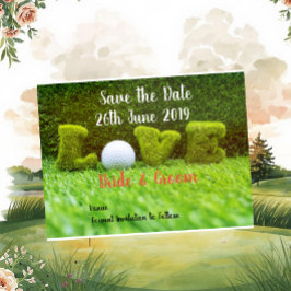 Postal De Invitación Golf Guarde la fecha para la boda con pelota de go