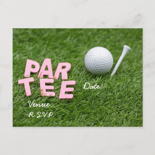 Postal De Invitación Golf Par Tee está en verde (Anverso)