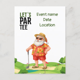 Postal De Invitación Golf Salva la Fecha Fiesta de Navidad en Verano