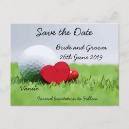 Postal De Invitación Golf Salva la fecha para boda con bola de golf