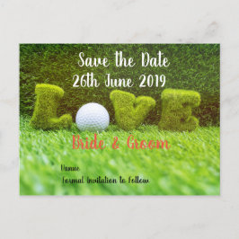 Postal De Invitación Golf Salva la fecha para la boda con pelota de gol