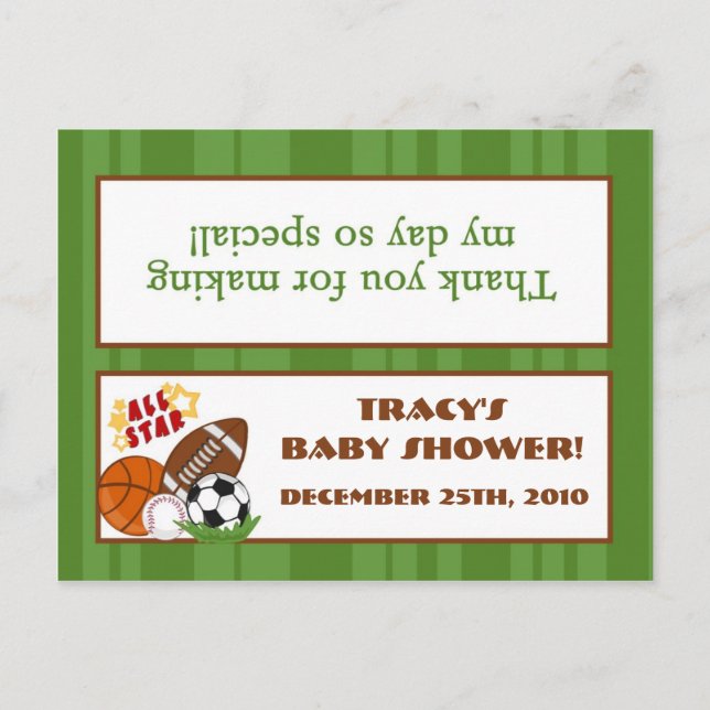 Postal De Invitación Goody Bag Topper All Star Green (Anverso)
