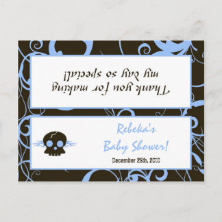 Postal De Invitación Goody Bag Topper Boy Punk Azul Skull Flame