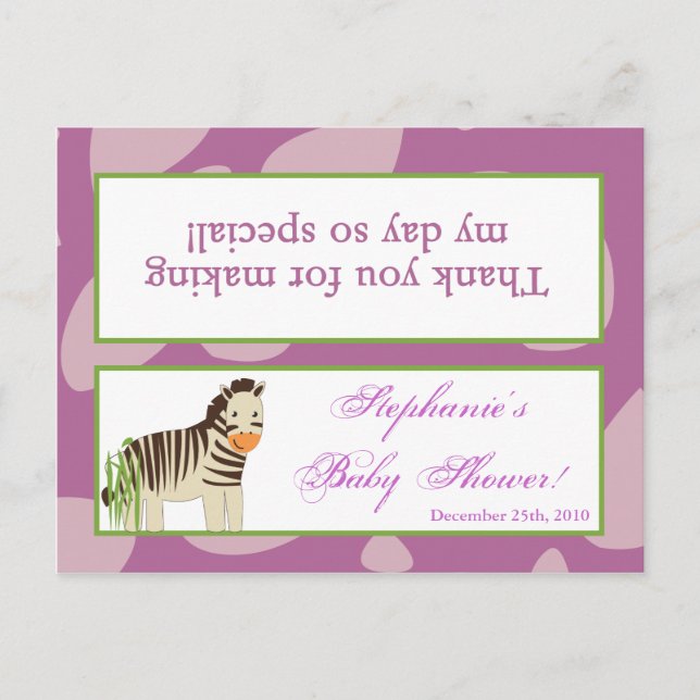 Postal De Invitación Goody Bag Topper Jacana Purple Animales (Anverso)