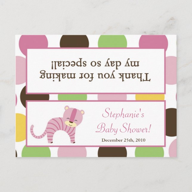 Postal De Invitación Goody Bag Topper Jungla Reina del tigre Safari Ani (Anverso)