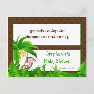 Postal De Invitación Goody Bag Topper Mono Swing Jungla Safari Animal