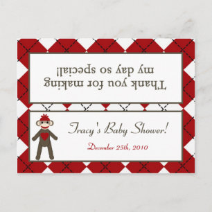 Postal De Invitación Goody Bag Topper Red Sock Mono Argyle