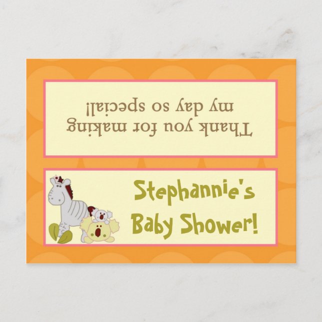 Postal De Invitación Goody Bag Topper Tropical Punch Chica Jungle Eleph (Anverso)