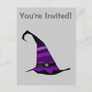 Postal De Invitación Gorra de Halloween Purple Witches