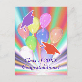 Postal De Invitación Gorros y globos para celebración de graduación