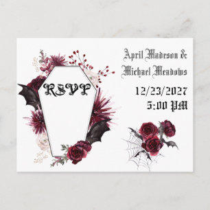 Postal De Invitación Gótico gótico murciélago oscuro matrimonio de invi