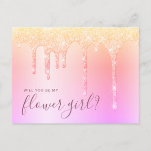 Postal De Invitación Gotitas holográficas ¿serás mi dama de honor