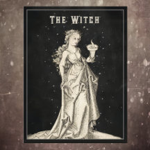 Grabado antiguo de bruja