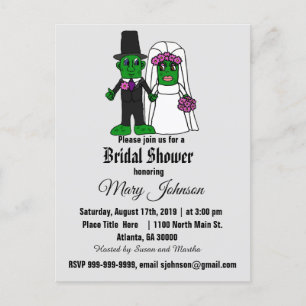 Postal De Invitación Graciosa Novia de Pickle y ducha de novia Groom