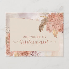 Postal De Invitación Grado Boho Pampas |Petición de Hydrangea Bridesmai