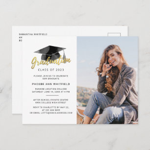 Postal De Invitación Graduación 2024 Foto Fiesta Minimalista