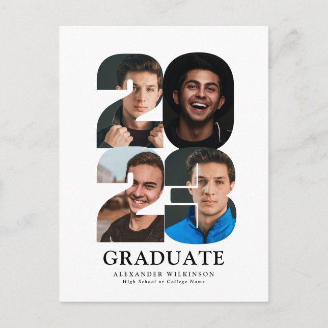 Postal De Invitación Graduación a la moda moderna de 2023 en 4 Collages (Anverso)