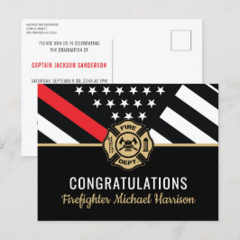 Postal De Invitación Graduación de Bandera Roja de la Academia de Bombe